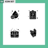 paquete de iconos de vector de stock de 4 signos y símbolos de línea para agua de ayuda de gota ok primeros elementos de diseño de vector editables