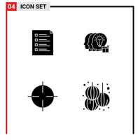 Set of 4 Vector Solid Glyphs on Grid for checklist transfer list testing oil Editable Vector Design Elements