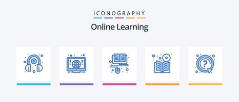 Online Learning Blue 5 Icon Pack Including mark. course. education. online. dvd. Creative Icons Design vector