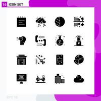 Group of 16 Modern Solid Glyphs Set for security personal editing profit income Editable Vector Design Elements