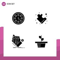 4 User Interface Solid Glyph Pack of modern Signs and Symbols of achievement shopping wreath solution currency Editable Vector Design Elements