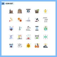 Set of 25 Vector Flat Colors on Grid for bundle shield shopping security handbag Editable Vector Design Elements