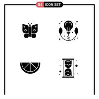 4 Creative Icons Modern Signs and Symbols of butterfly glass wings power watch Editable Vector Design Elements