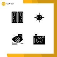 Set of 4 Commercial Solid Glyphs pack for buildings tap home day technology Editable Vector Design Elements