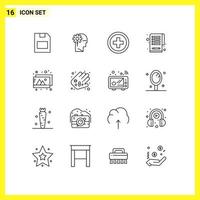 16 Creative Icons Modern Signs and Symbols of photos design processing tasks checklist Editable Vector Design Elements