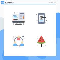 conjunto de 4 paquetes de iconos planos comerciales para calculadora tecnología de marketing red de teléfonos inteligentes elementos de diseño vectorial editables vector