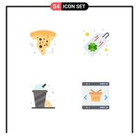 conjunto de 4 paquetes de iconos planos comerciales para etiqueta de aplicación de comida rápida elementos de diseño de vector editables en línea de comida rápida