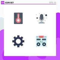 4 Creative Icons Modern Signs and Symbols of temperature console microphone settings mixer Editable Vector Design Elements