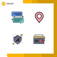 4 Filledline Flat Color concept for Websites Mobile and Apps chat store location buy radio Editable Vector Design Elements