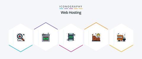 Web Hosting 25 FilledLine icon pack including . web. memory card. international. protection vector