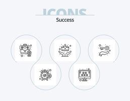 Sucess Line Icon Pack 5 Icon Design. seo. review. watch. rating. reward vector