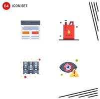 Set of 4 Modern UI Icons Symbols Signs for communication power interface energy drawer Editable Vector Design Elements