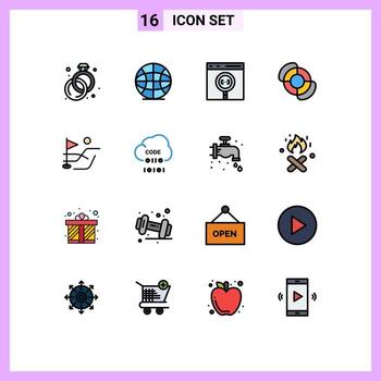 Set of 16 Modern UI Icons Symbols Signs for cloud field coding ball lifeguard Editable Creative Vector Design Elements