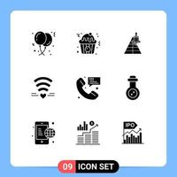 Pictogram Set of 9 Simple Solid Glyphs of call wedding space love launch Editable Vector Design Elements
