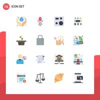 Modern Set of 16 Flat Colors and symbols such as leaves document devices user algorithm Editable Pack of Creative Vector Design Elements