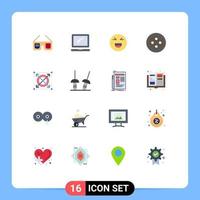 Modern Set of 16 Flat Colors Pictograph of seo web laptop stud happy Editable Pack of Creative Vector Design Elements