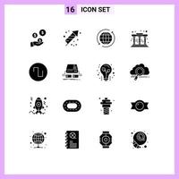 Pictogram Set of 16 Simple Solid Glyphs of wave sound globe learning museum Editable Vector Design Elements