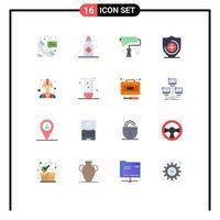 16 Flat Color concept for Websites Mobile and Apps worker builder brush shield medical Editable Pack of Creative Vector Design Elements