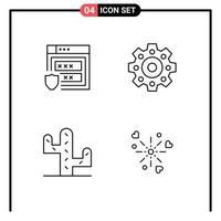 Pack of 4 Modern Filledline Flat Colors Signs and Symbols for Web Print Media such as gdpr celebration storage cactus love Editable Vector Design Elements