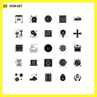 Pictogram Set of 25 Simple Solid Glyphs of mountain ui coin basic money Editable Vector Design Elements