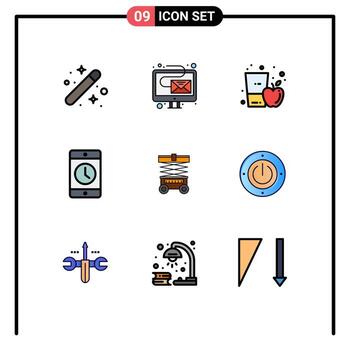 9 Universal Filledline Flat Colors Set for Web and Mobile Applications phone devices newsletter cellphone glass Editable Vector Design Elements