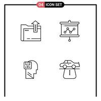 Modern Set of 4 Filledline Flat Colors Pictograph of folder save storage presentation user Editable Vector Design Elements