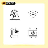 4 User Interface Line Pack of modern Signs and Symbols of aim board electric news target signal equipment Editable Vector Design Elements