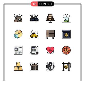 Pictogram Set of 16 Simple Flat Color Filled Lines of analysis funnel agriculture data filtering big data and science concept Editable Creative Vector Design Elements