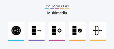 Multimedia Glyph 5 Icon Pack Including . new. traffic. data. Creative Icons Design vector