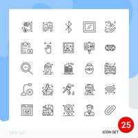 Mobile Interface Line Set of 25 Pictograms of clipboard hand bluetooth growth mirror Editable Vector Design Elements