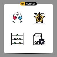 Universal Icon Symbols Group of 4 Modern Filledline Flat Colors of drink star romantic christmas math Editable Vector Design Elements