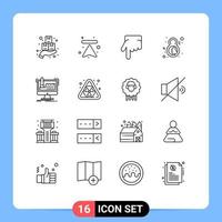 Group of 16 Modern Outlines Set for digital symbol upload female day Editable Vector Design Elements