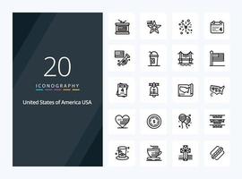 20 Usa Outline icon for presentation vector