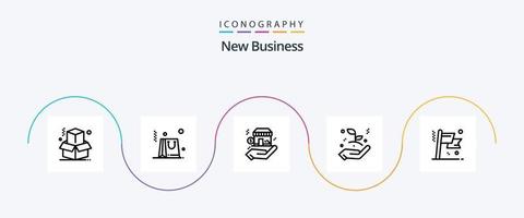 nuevo paquete de iconos de línea de negocios 5 que incluye hoja. crecimiento . puesta en marcha de negocios. dólar vector