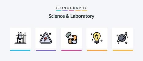 Science Line Filled 5 Icon Pack Including . science. machine. planet. pendulum. Creative Icons Design vector