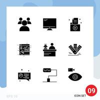 9 Universal Solid Glyphs Set for Web and Mobile Applications hotel report document file record Editable Vector Design Elements