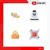 Mobile Interface Flat Icon Set of 4 Pictograms of money god balance online mythology Editable Vector Design Elements