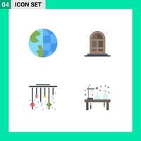 paquete de 4 iconos planos creativos de comunicación luna tierra vida media luna elementos de diseño vectorial editables vector