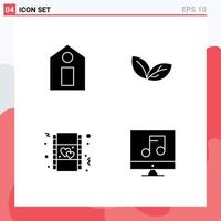 Modern Set of Solid Glyphs Pictograph of label love growth spring audio Editable Vector Design Elements