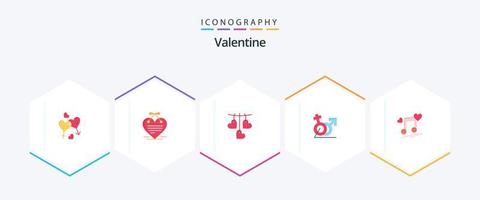 san valentín 25 paquete de iconos planos que incluye corazón. día. amar. san valentin carta de amor vector