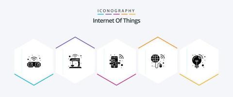 Internet Of Things 25 Glyph icon pack including connection. internet. technology. global. phone vector