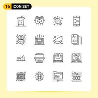16 User Interface Outline Pack of modern Signs and Symbols of gdpr compliance back to school security mobile Editable Vector Design Elements