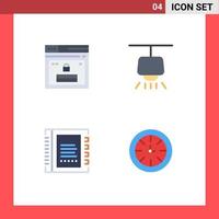 4 Universal Flat Icons Set for Web and Mobile Applications internet book website lamp contacts Editable Vector Design Elements