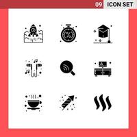 Pack of 9 Modern Solid Glyphs Signs and Symbols for Web Print Media such as headset university percentage hat degree Editable Vector Design Elements