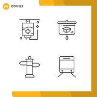 4 Creative Icons Modern Signs and Symbols of healthcare street chart school train Editable Vector Design Elements