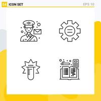 Set of 4 Modern UI Icons Symbols Signs for avatar tube post education medical Editable Vector Design Elements