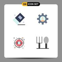 Group of 4 Modern Flat Icons Set for education look gear use view Editable Vector Design Elements