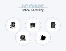 School And Learning Glyph Icon Pack 5 Icon Design. . notepad. web. notebook. education vector