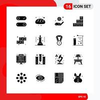 16 Universal Solid Glyphs Set for Web and Mobile Applications laboratory food medical dessert logistic Editable Vector Design Elements