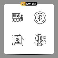Set of 4 Commercial Filledline Flat Colors pack for presentation signal graph statistics edit Editable Vector Design Elements